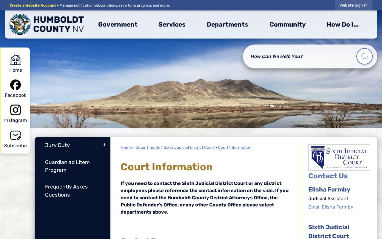 Humboldt County arrest warrant lookup district court contact