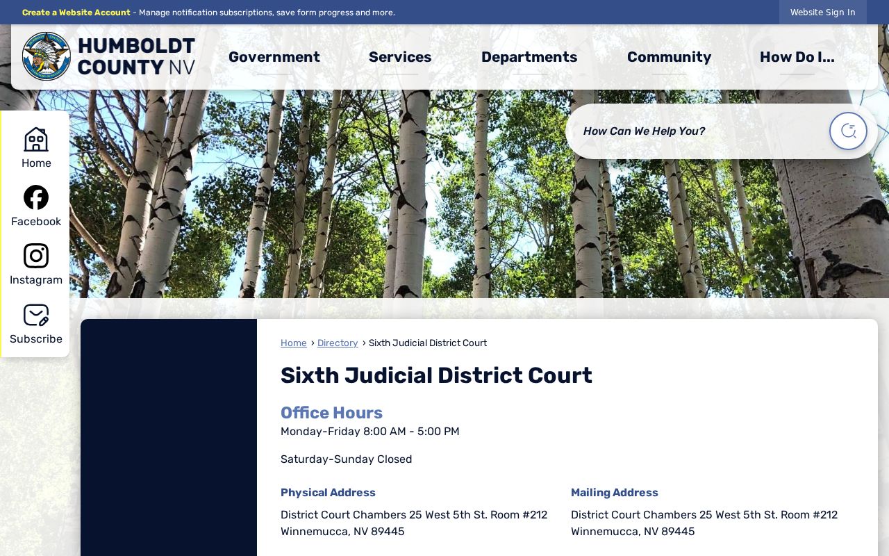 Humboldt County bench warrant lookup district court directory