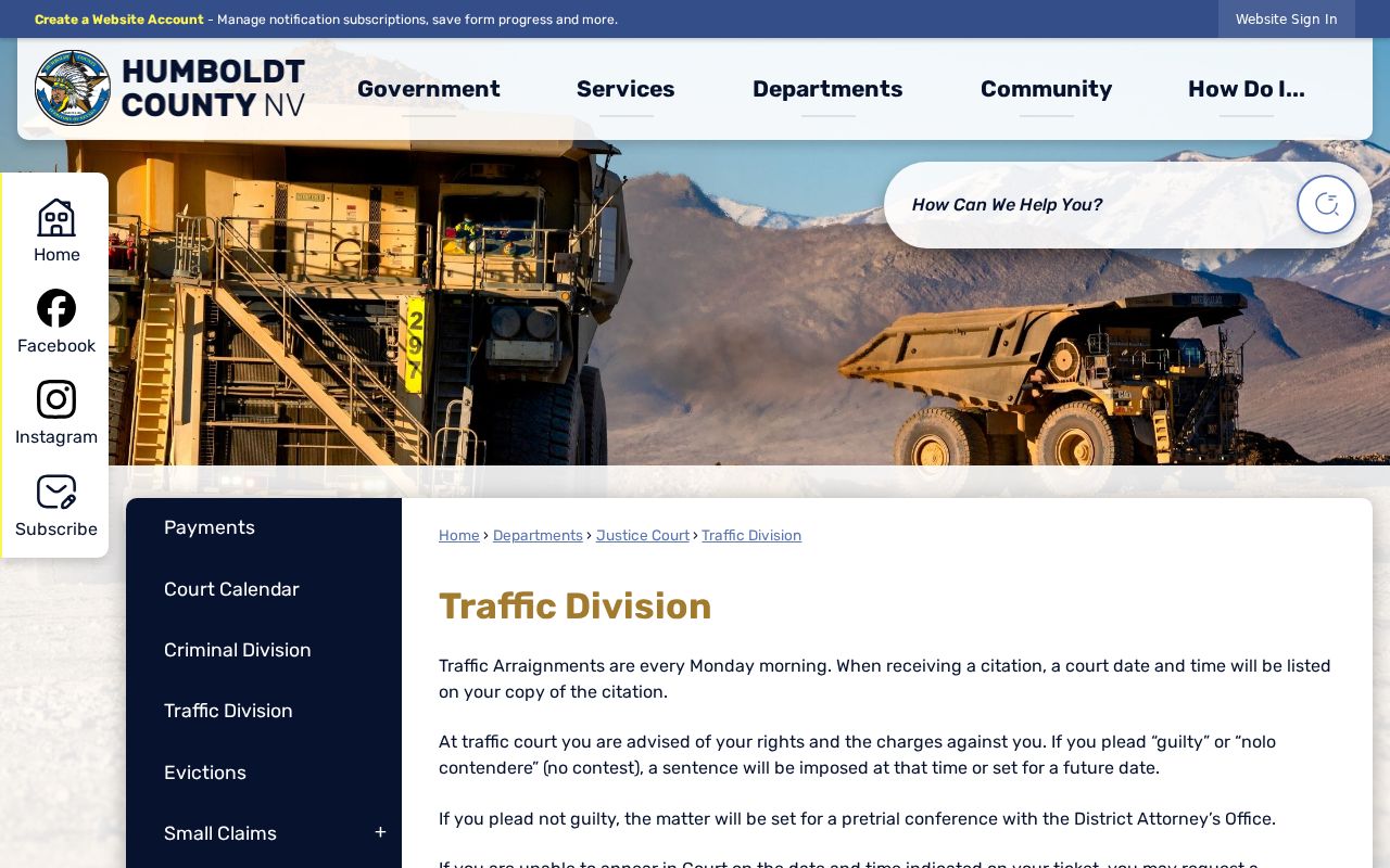 Humboldt County traffic warrant traffic arraignment information